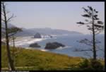Haystack Rock and Cannon Beach as seen from Ecola Point (46kb)